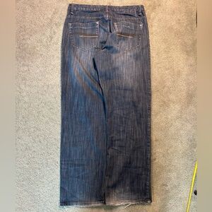 Vintage Point Zero Baggy Y2K Embroidered Jeans Wide Leg JNCO 36x30 Dark faded